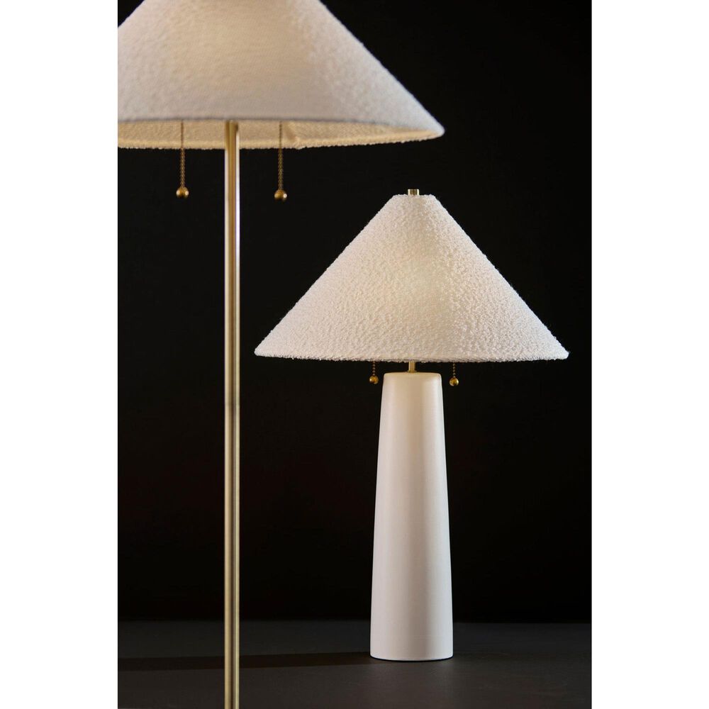 Adesso Waylon Table Lamp in White and Antique Brass, , large
