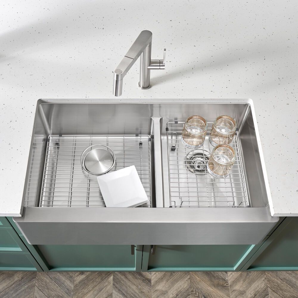 Blanco Quatrus Elevated Sink Grid for Double Bowl Farmhouse Sink in Stainless Steel, , large