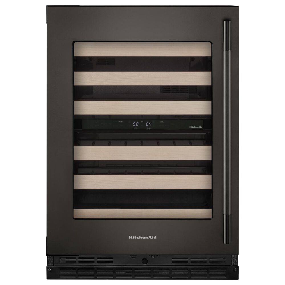 KitchenAid 24" Undercounter Wine Cellar with Full-Extension Wood-Front Racks and Left Hinge in Black Ore, , large