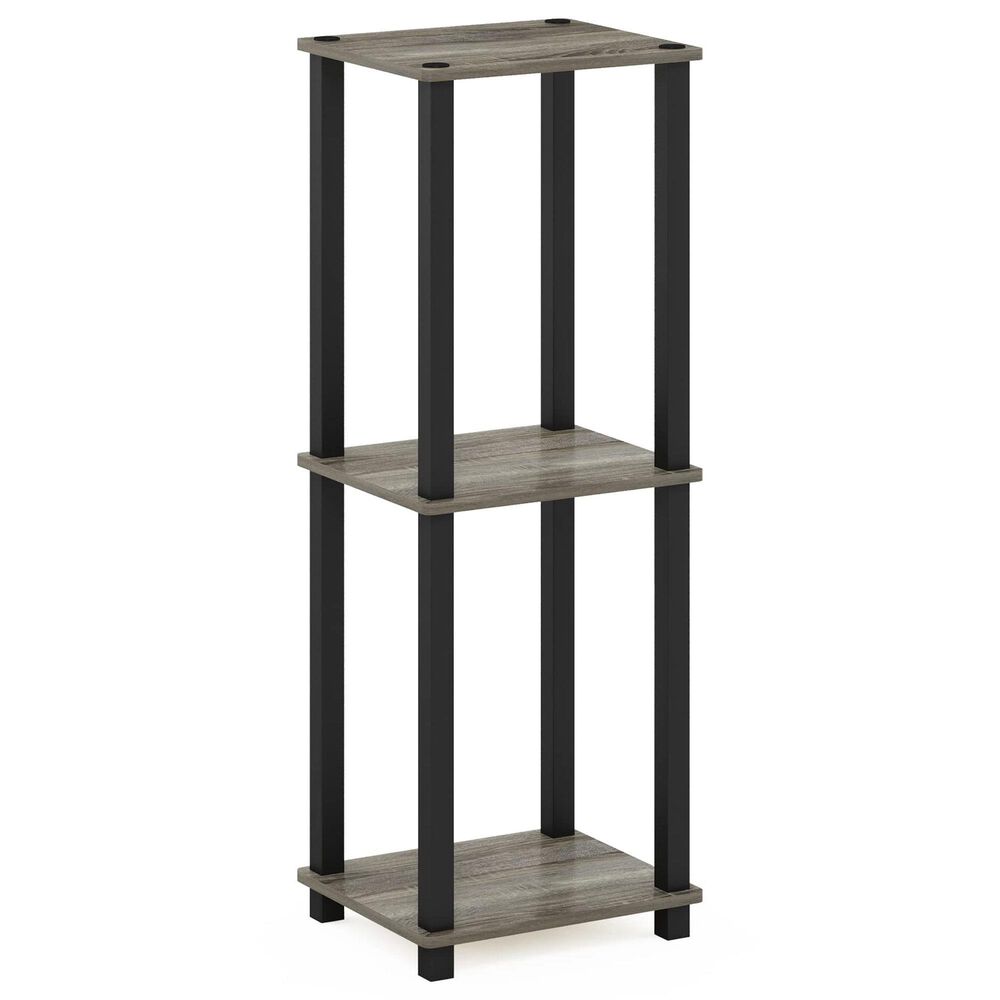 HOMLUX 2-Tier Small End Table in French Oak Grey and Black (Set of 2), , large