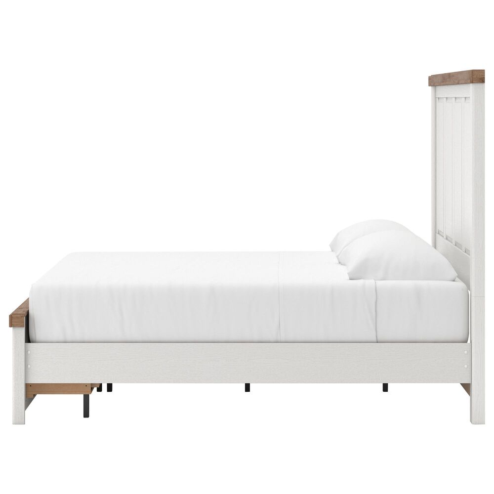 Ashley Savonport King Storage Bed with 2 Nightstands in White and Brown, , large