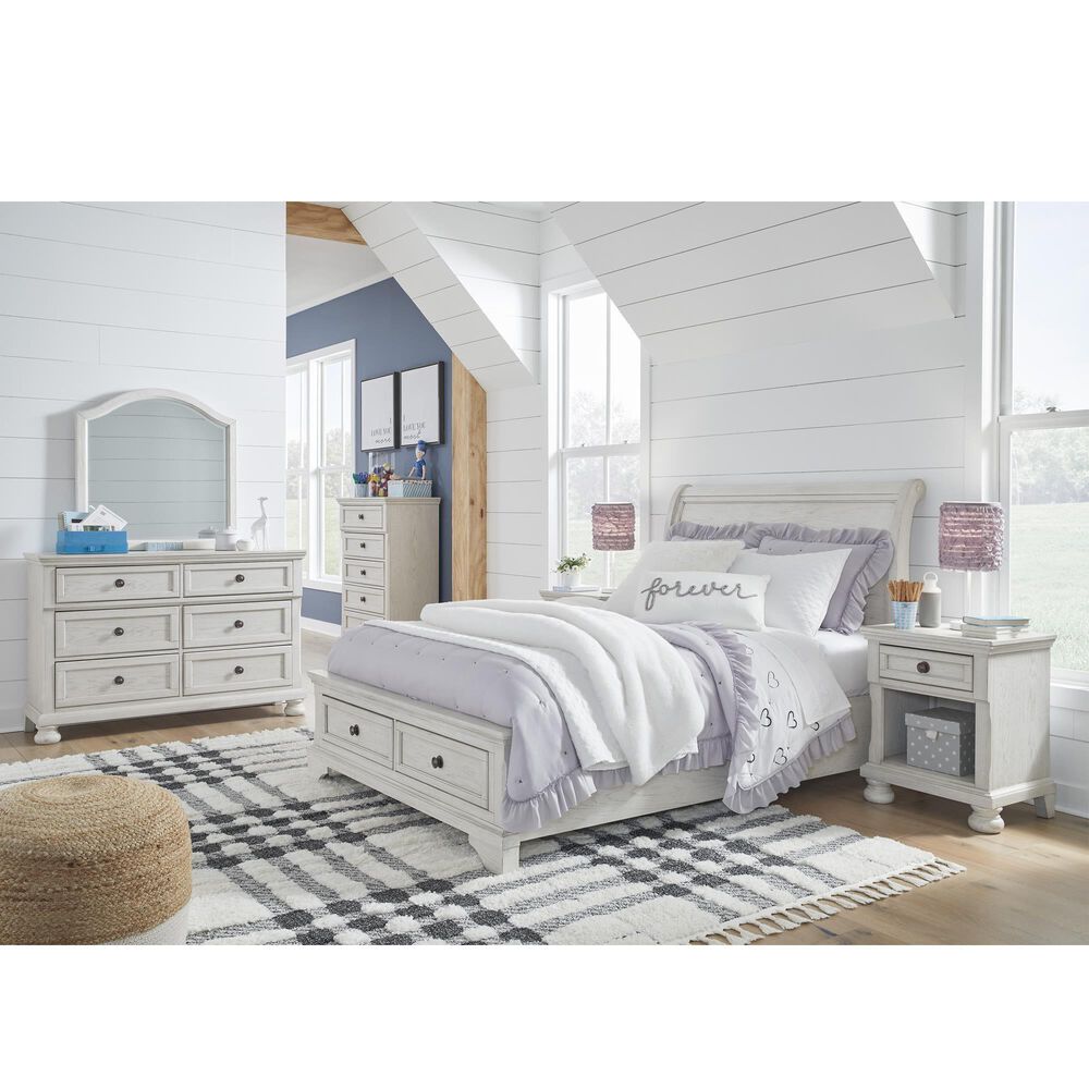 Ashley Robbinsdale 5 Drawer Single Knob Chest in Antique White, , large