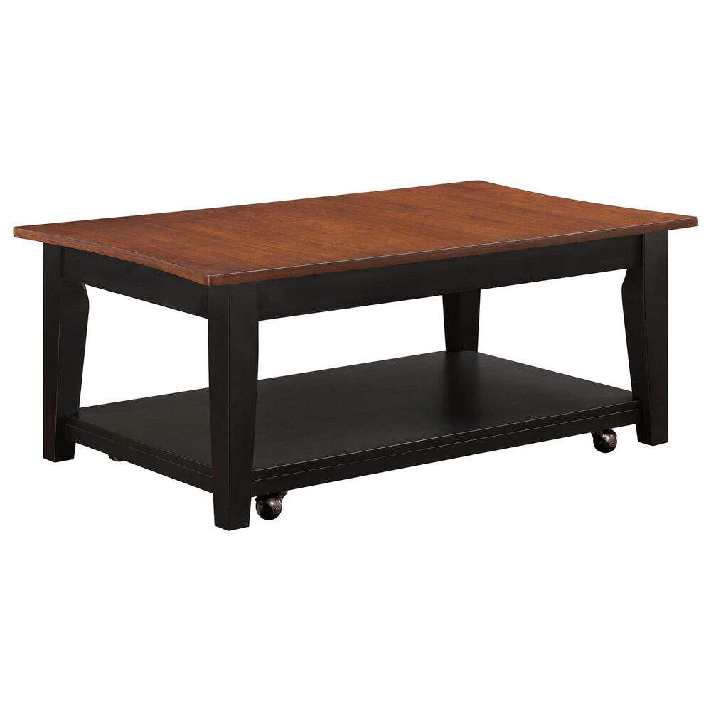 Crystal City Joplin Lift Top Cocktail Table with Casters in Walnut and Ebony, , large