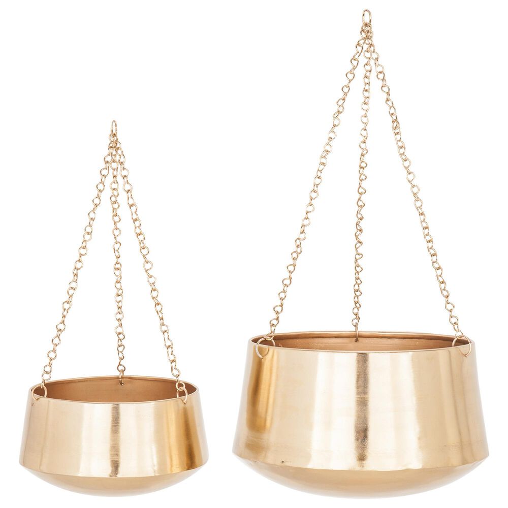 Maple and Jade Assorted Hanging Planters in Gold (Set of 2), , large