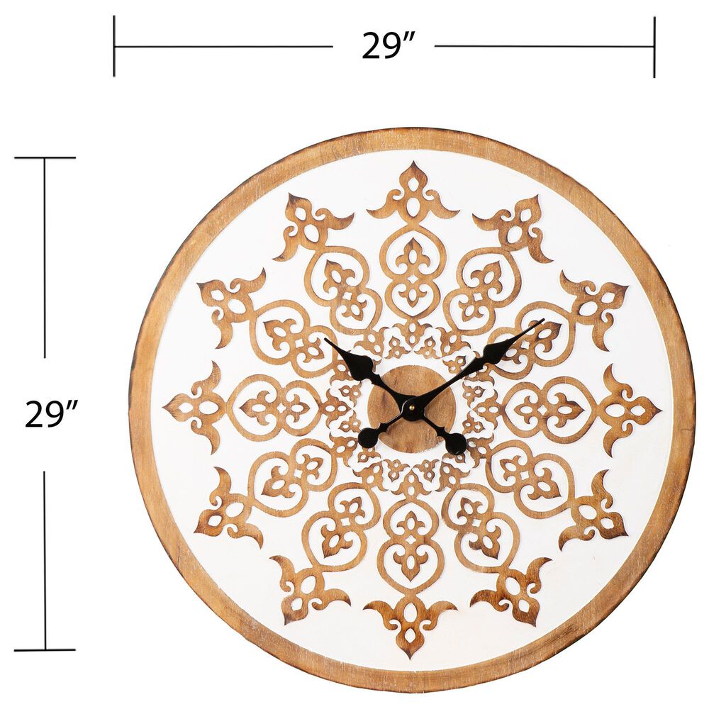 Southern Enterprises Moravelle Wall Clock in White, Natural and Black, , large