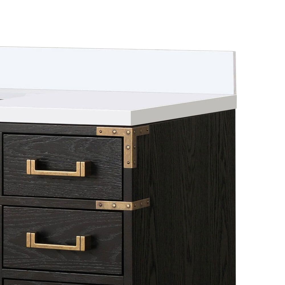 Lexora Home Laurel 48&quot; Single Bathroom Vanity in Black Oak with White Cultured Marble Top and Rectangular Sink, , large