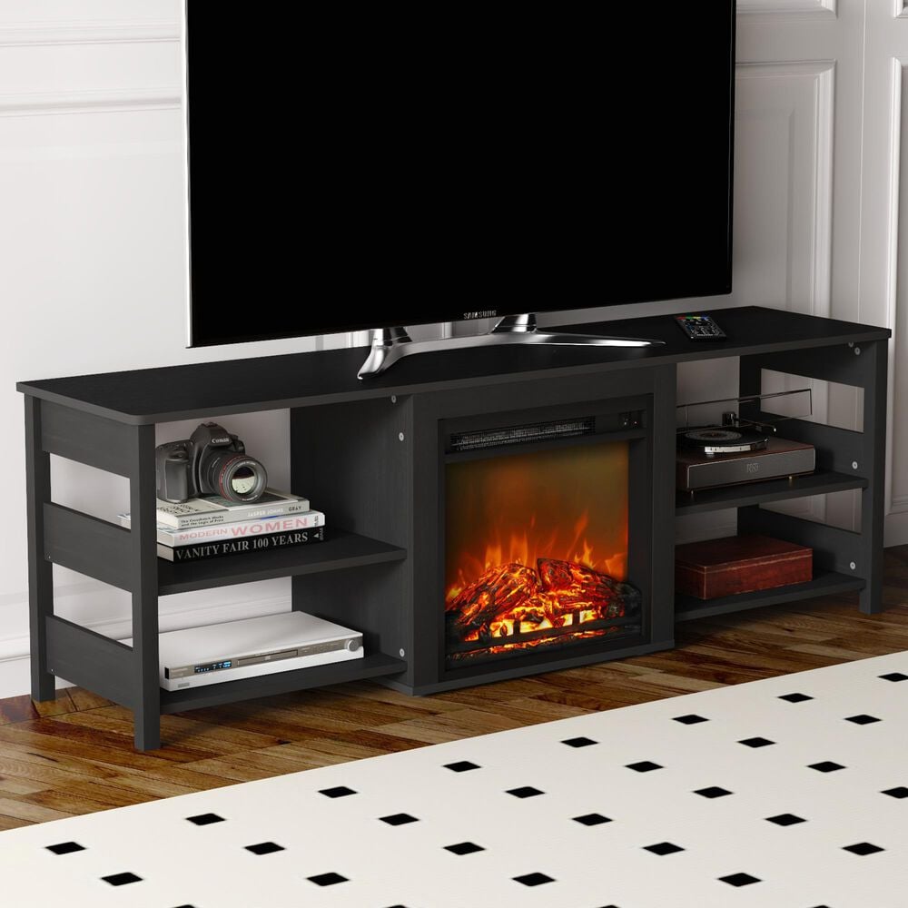 Noviland 63&quot; Fireplace TV Stand with Storage Shelves in Americano, , large