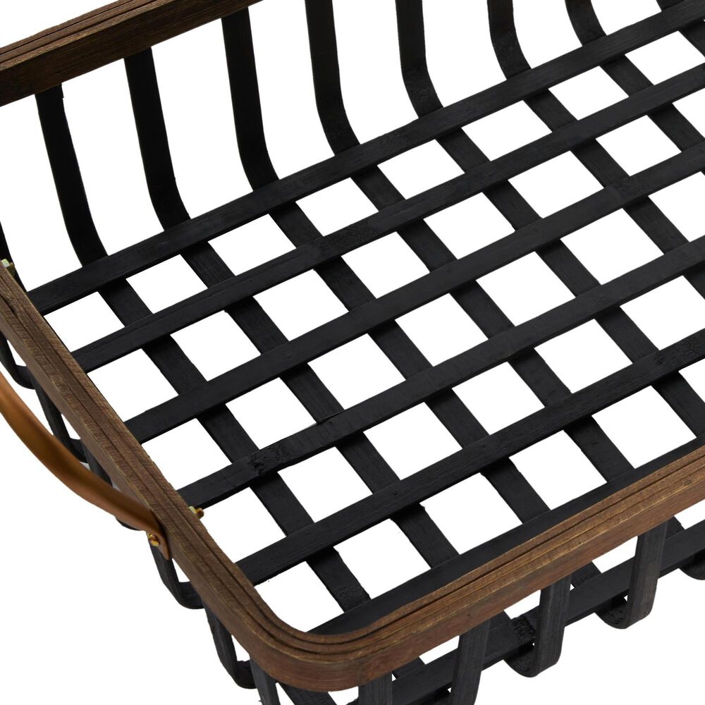 Maple and Jade 2-Piece Grid Wood Tray in Matte Black and Brown, , large