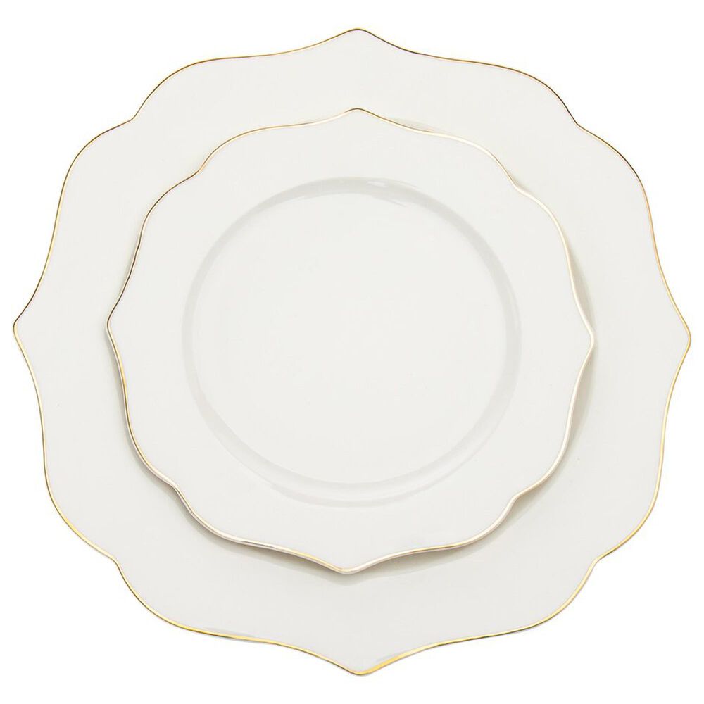 Godinger Silver Arendale New Bone 12-Piece Dinnerware Set in White and Gold, , large