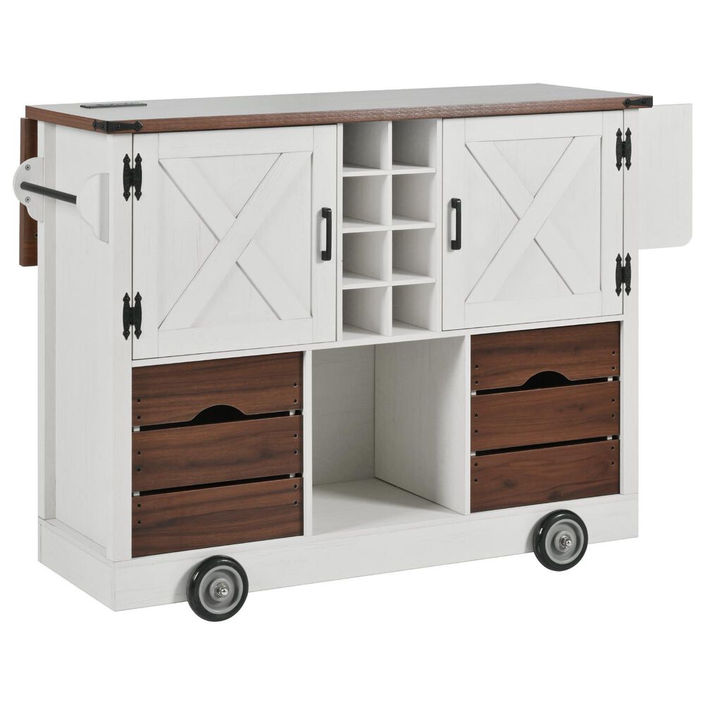 HOMLUX 54" Kitchen Island with Drop Leaf in White, , large