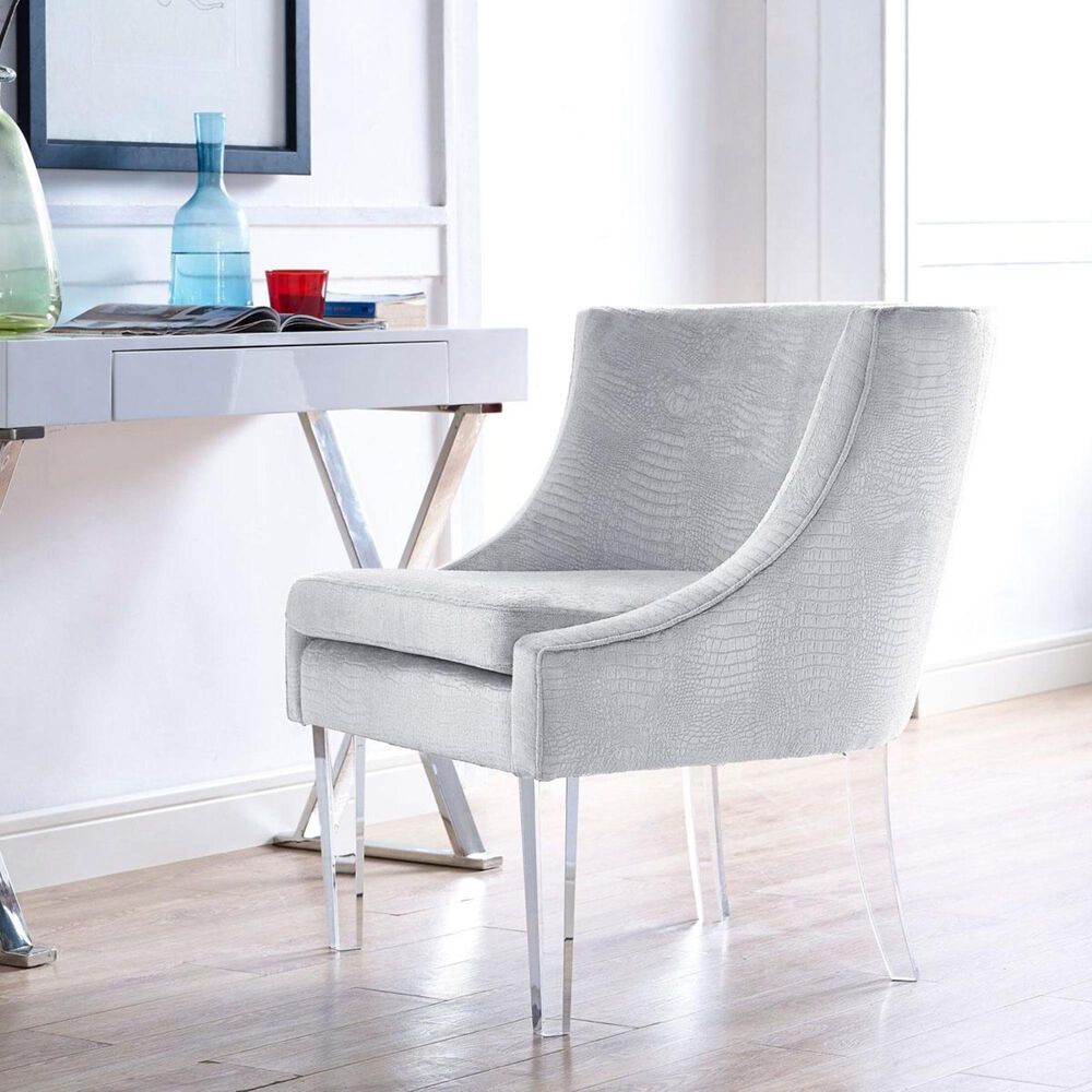 Tov Furniture Myra Chair in Silver Crocodile Velvet, , large