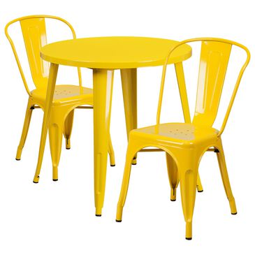 Flash Furniture 3-Piece Round Metal Table Set in Yellow, , large