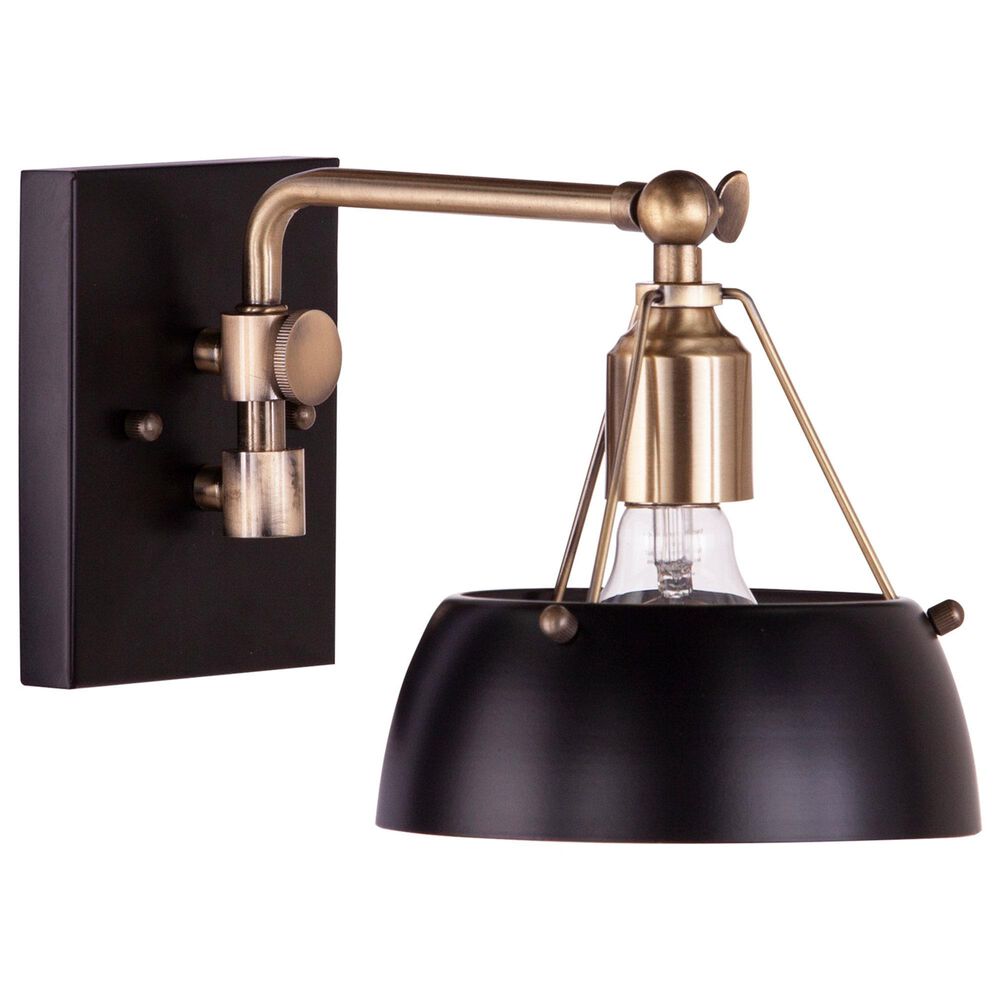 Southern Enterprises Renmarco Wall Sconce in Antique Brass and Black, , large