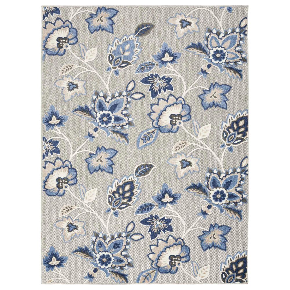 Nourison Aloha ALH31 7"10" x 10"6" Blue and Grey Indoor/Outdoor Area Rug, , large