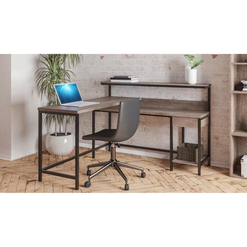 Signature Design by Ashley Arlenbry L-Shaped Desk with Storage in Weathered Oak, , large
