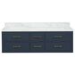 Lexora Home Castor 60" Double Bathroom Vanity in Black with 2 cm White Carrara Marble Top and Rectangular Sinks, , large