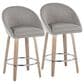 LumiSource Matisse 26" Swivel Counter Stool with Grey Fabric Upholstery in Whitewashed and Chrome (Set of 2), , large