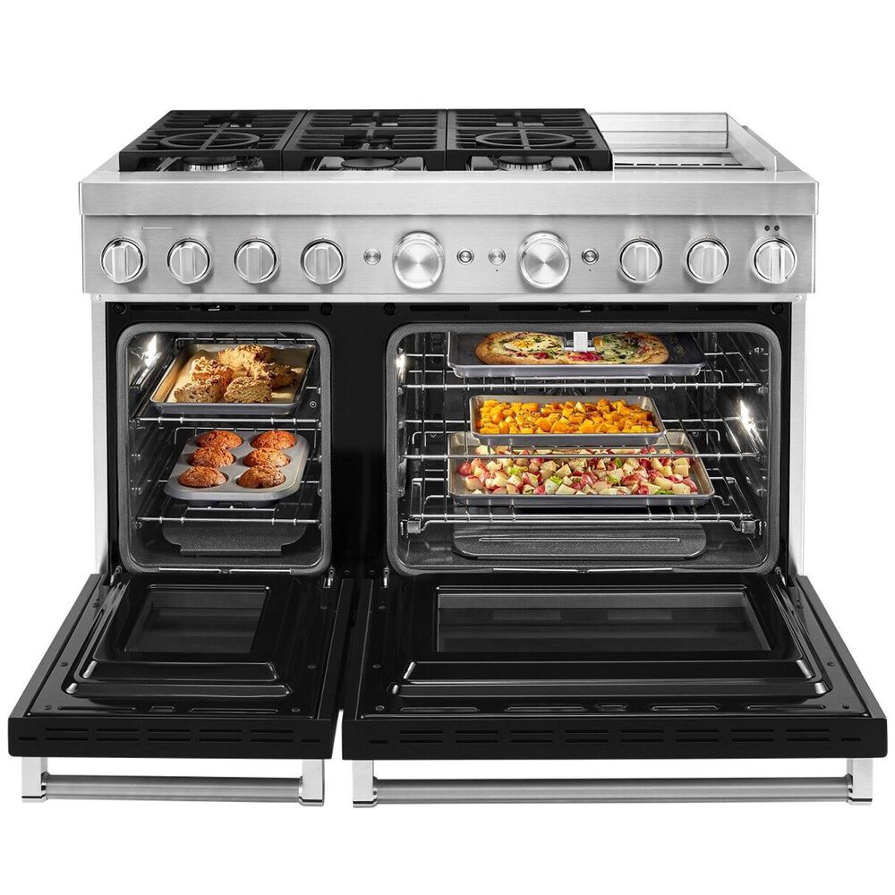 KitchenAid 48&quot; Professional Double Oven Dual Fuel Range in Imperial Black, , large