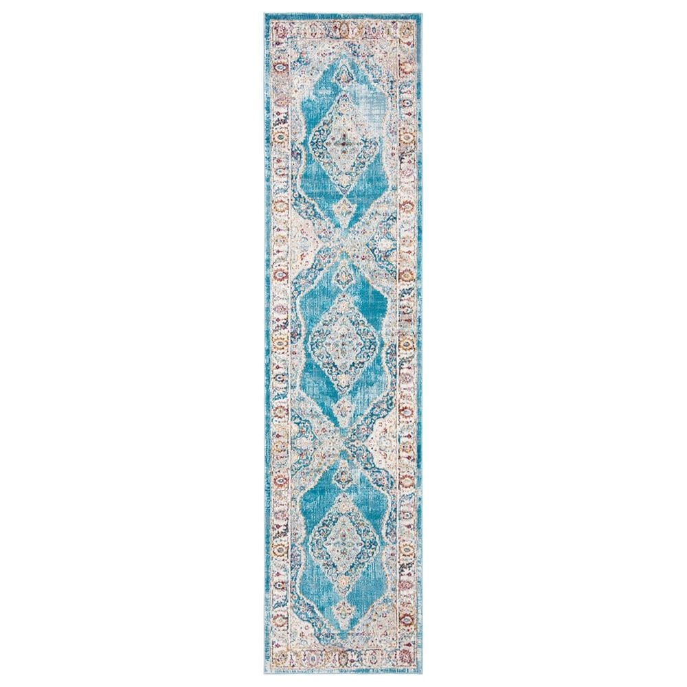 Safavieh Aria ARA116M 2" x 8" Blue and Ivory Runner, , large