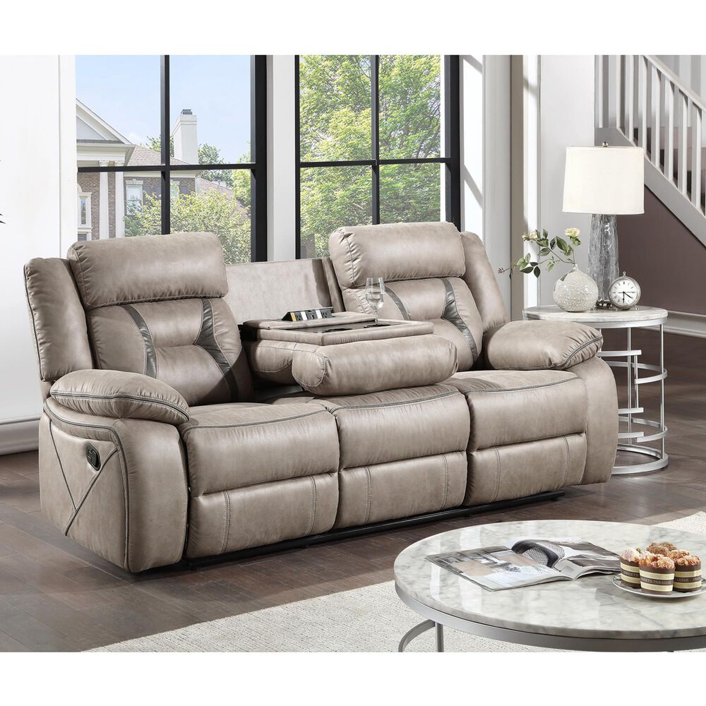 Steve Silver Tyson Manual Reclining Glider Console Loveseat in Grey, , large