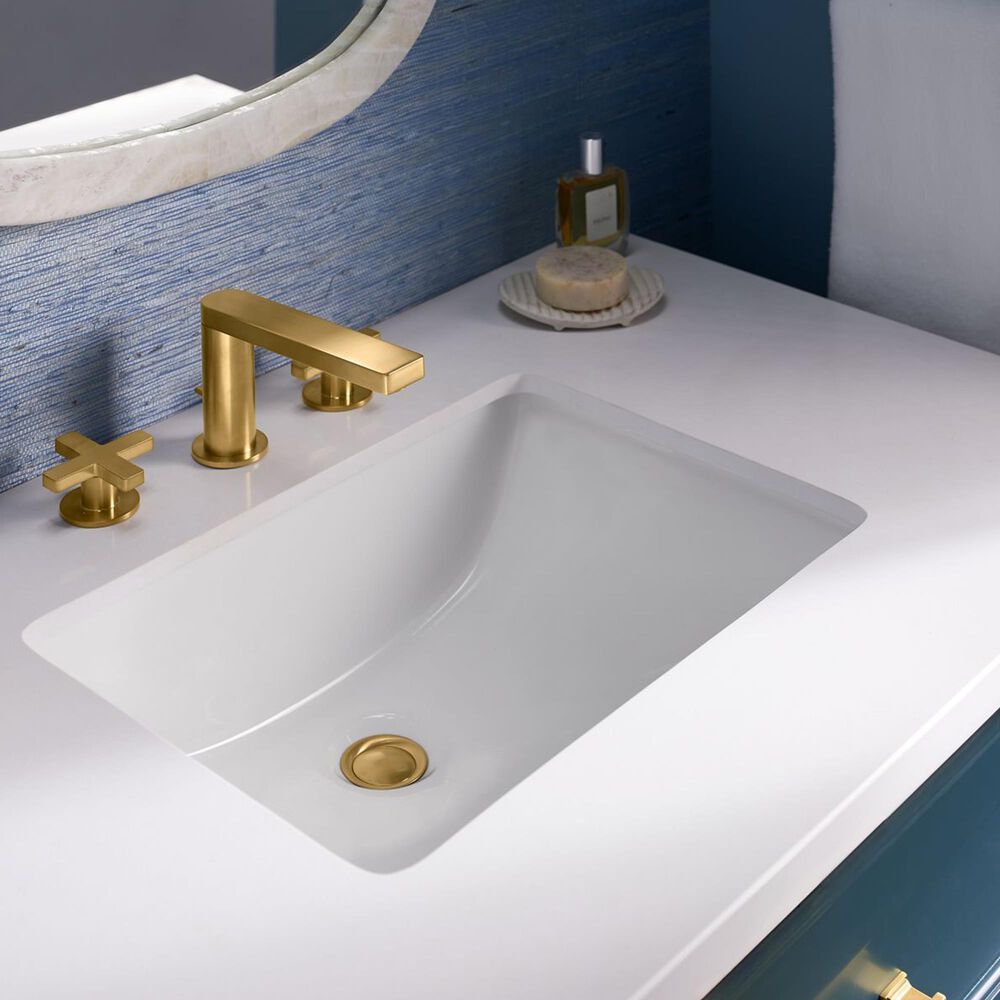 Kohler Charlemont 30&quot; Single Bathroom Vanity in Tidal Blue with 3 cm White Quartz Top and Rectangular Sink, , large