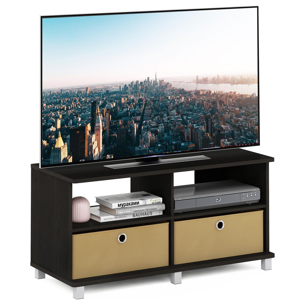 HOMLUX 37.8" Entertainment Center TV Stand with Bin Drawers in Espresso, , large