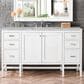 James Martin Vanities Addison 72" Double Bathroom Vanity in Glossy White with 3 cm Victorian Silver Quartz Top and Rectangular Sinks, , large