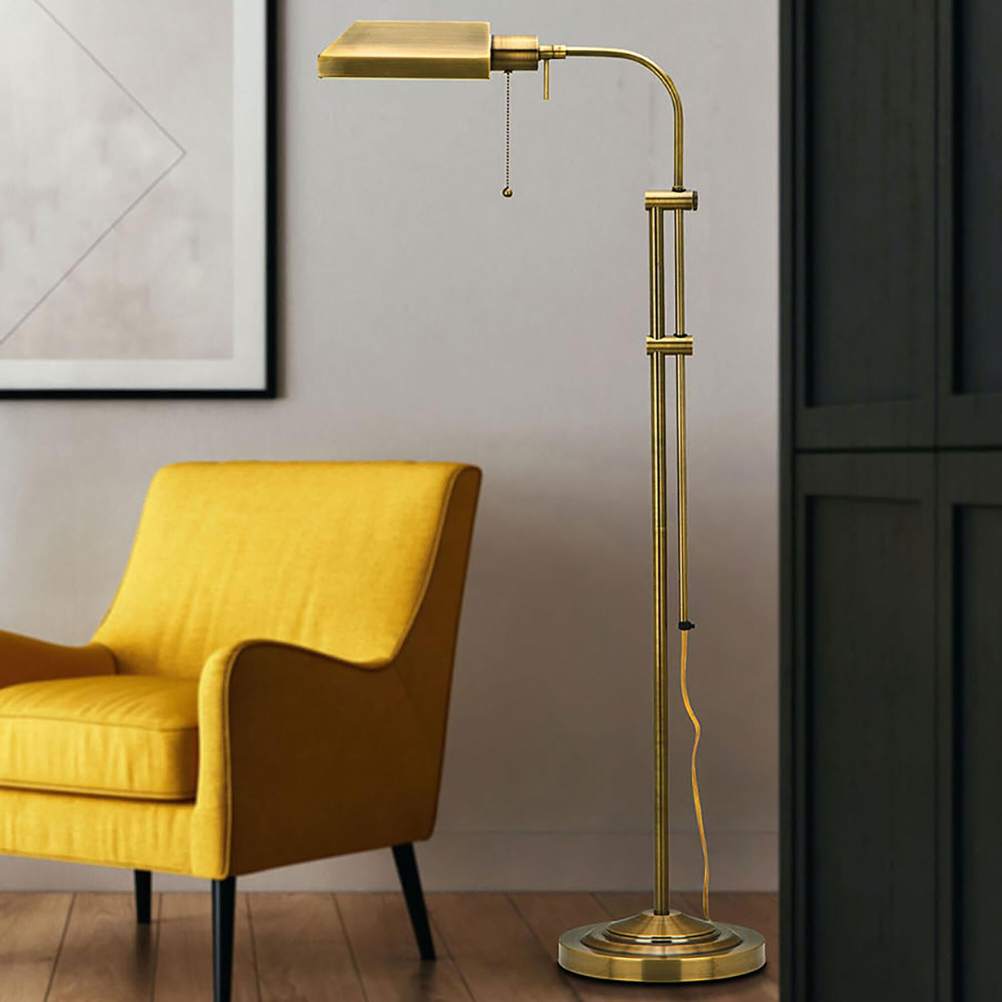 Cal Lighting Pharmacy Floor Lamp with Adjustable Pole in Antique Brass NFM