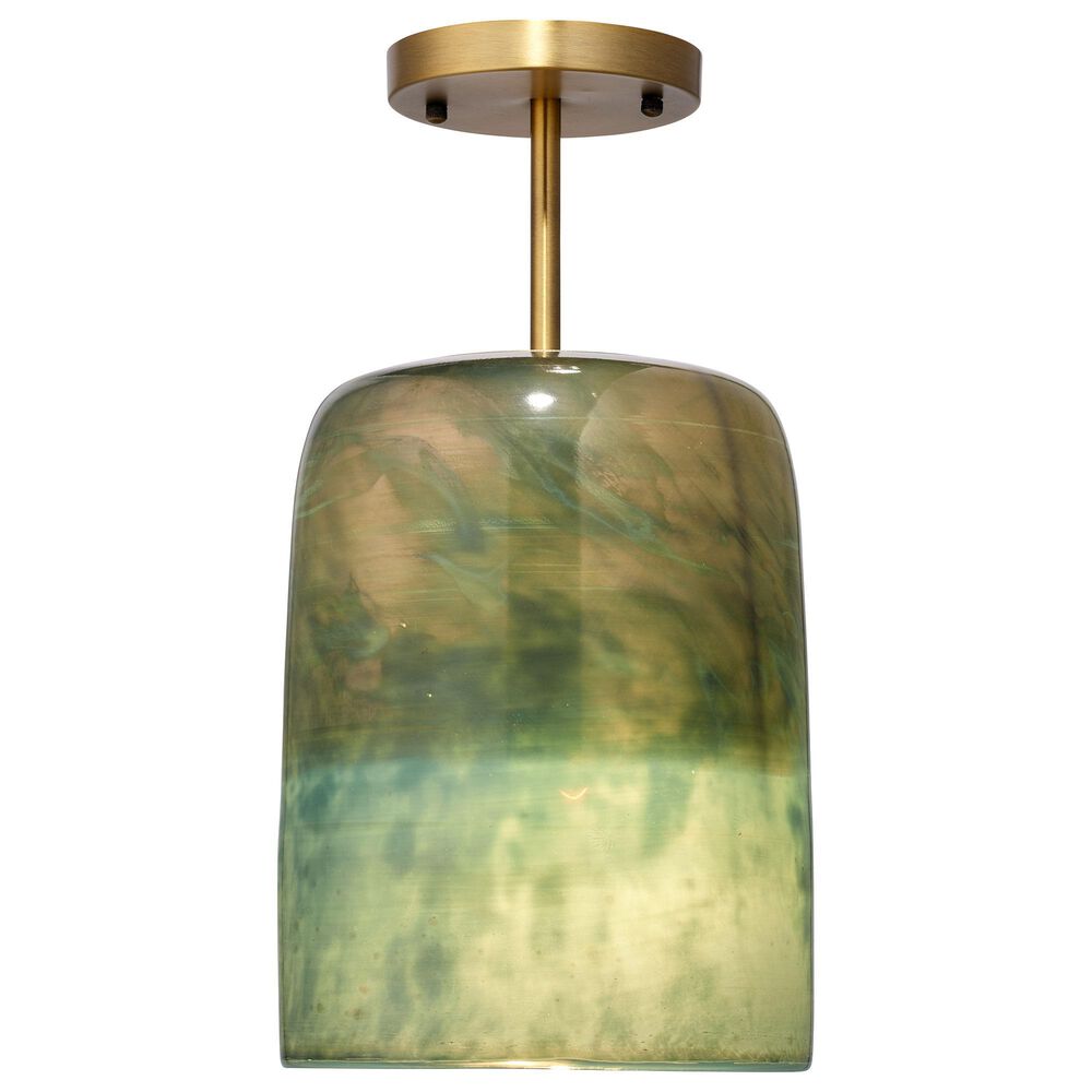Splendor Living Vapor Semi-Flush Mount with Aqua Shade in Antique Brass, , large