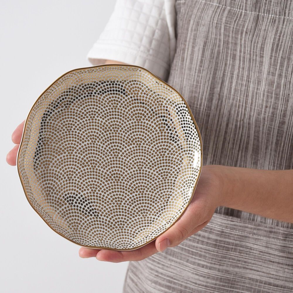 Pampa Bay Sensu 6.5&quot; Round Appetizer and Dessert Plate in White and Gold, , large