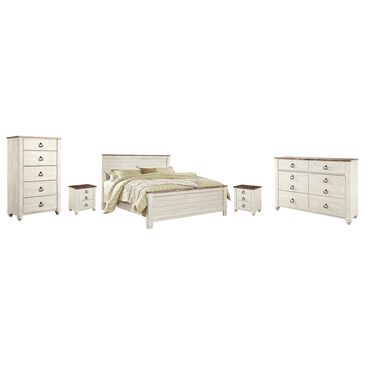 Signature Design by Ashley Willowton 5-Piece King Bedroom Set in Whitewash, , large