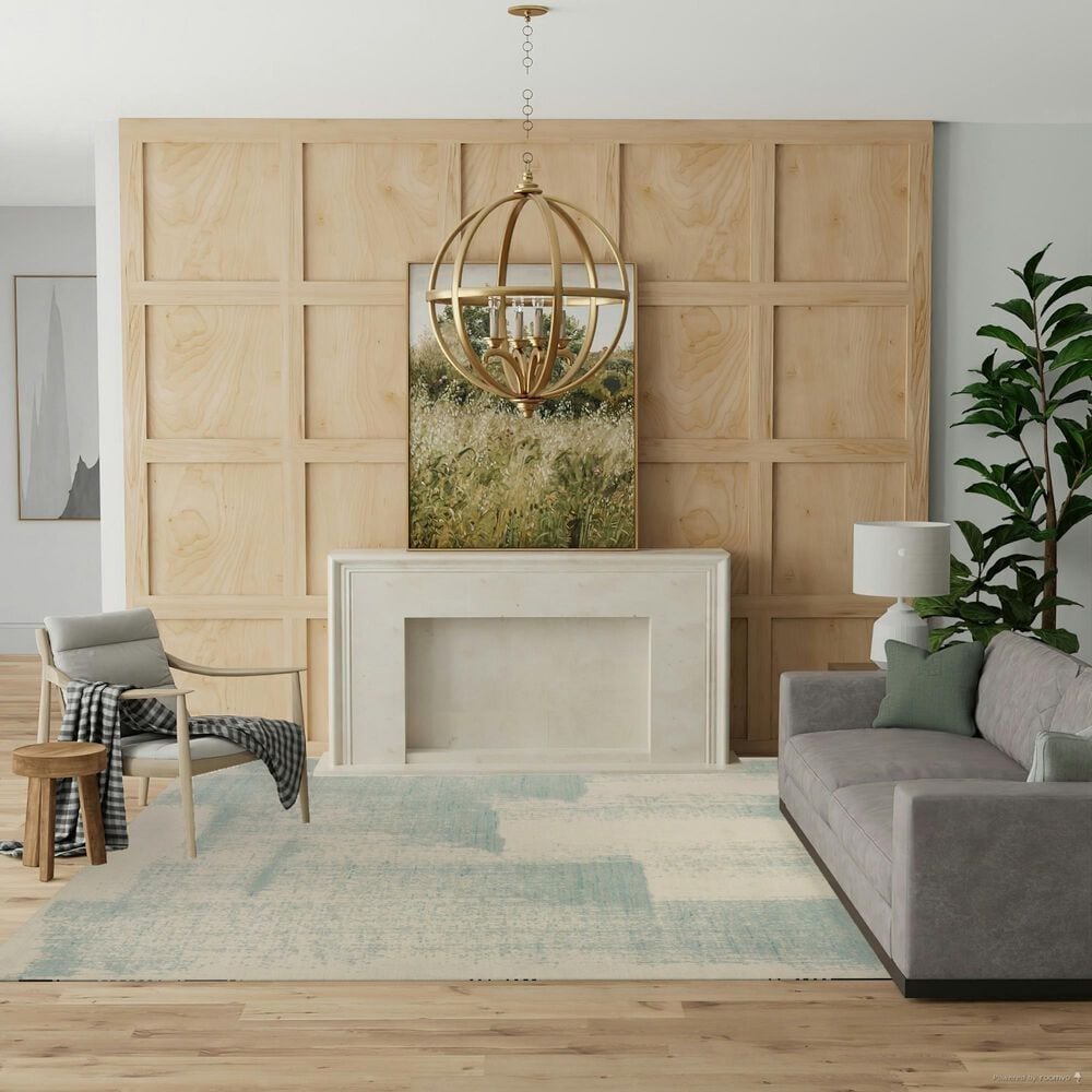 Nourison Harmony 7&#39;9&quot; x 9&#39;9&quot; Ivory and Aqua Area Rug, , large