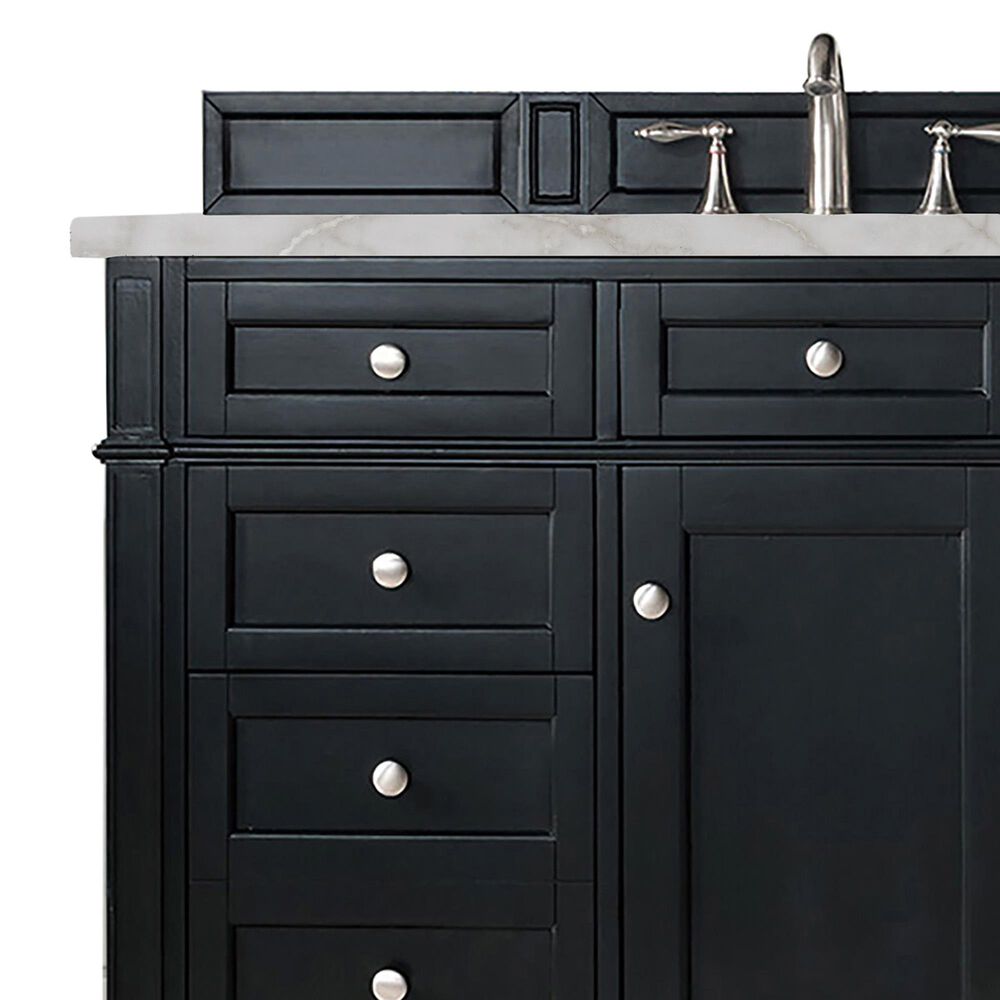 James Martin Vanities Brittany 48" Single Bathroom Vanity in Black Onyx with 3 cm Eternal Jasmine Pearl Silestone Top, Rectangular Sink and FreePower Wireless Charger, , large