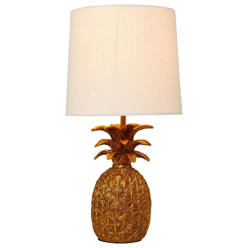 Creative Coop Resin Pineapple Table Lamp in Distressed Gold, , large