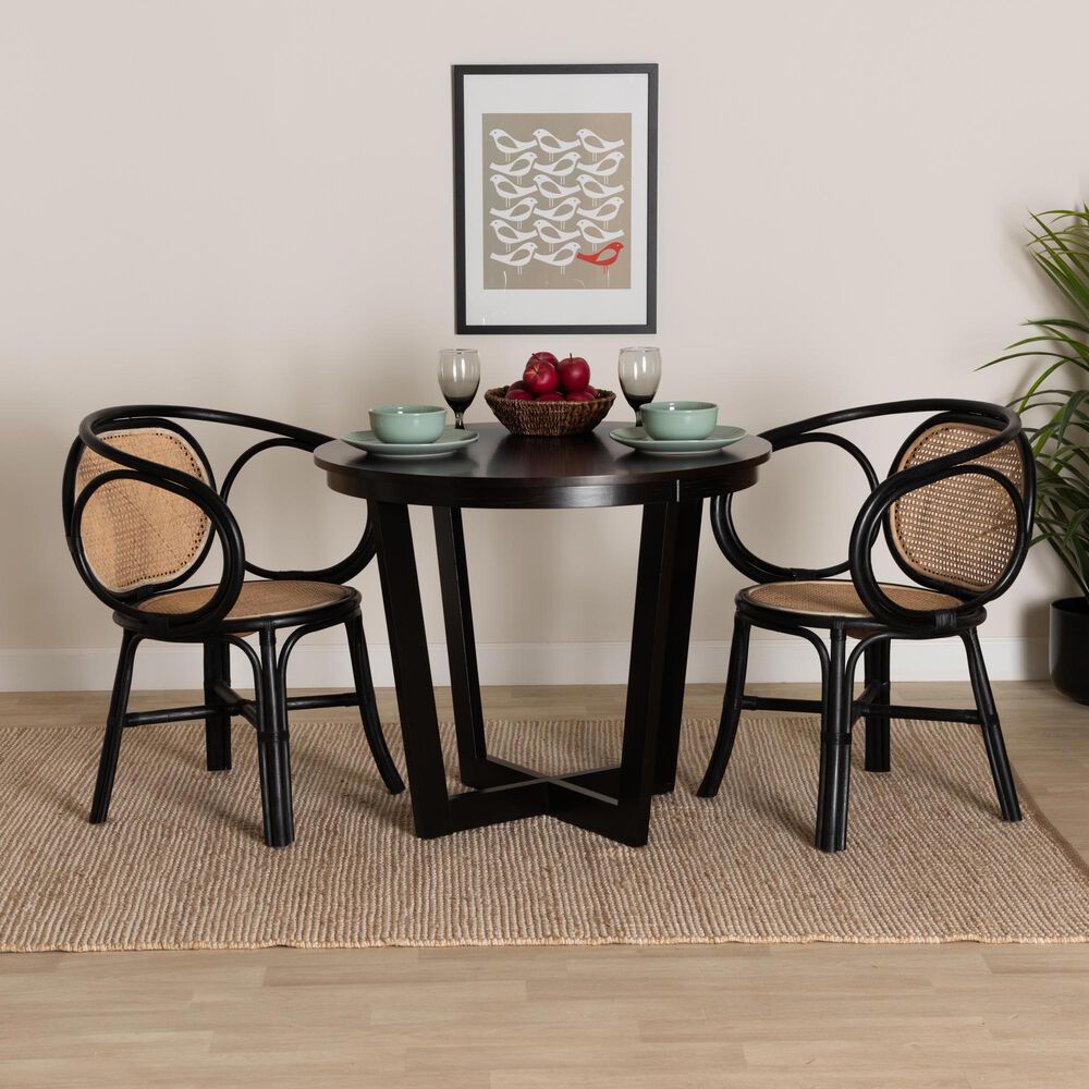 Baxton Studio Palesa Arm Chair in Black and Natural Brown, , large