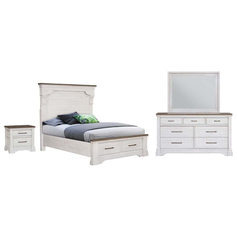 Sasha Lee 4 Piece Queen Storage Bedroom Set in 2 Tone Hickory, , large