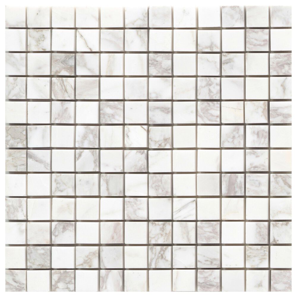 Emser Calacata Illusion 1" x 1" Square on 12" X 12" Honed Natural Stone Mosaic Sheet, , large