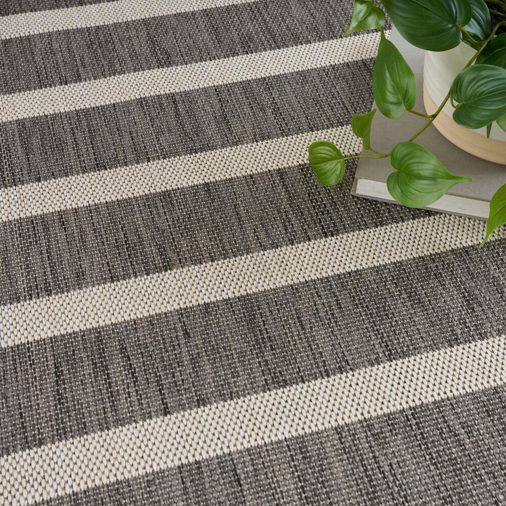 Nourison Positano POS03 Charcoal and Ivory 7&#39; x 10&#39; Indoor/Outdoor Area Rug, , large