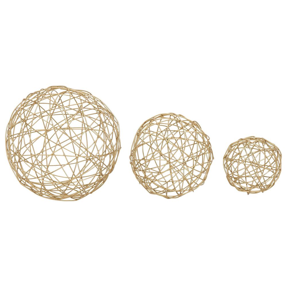 Maple and Jade Assorted Sphere Sculptures in Gold (Set of 3), , large