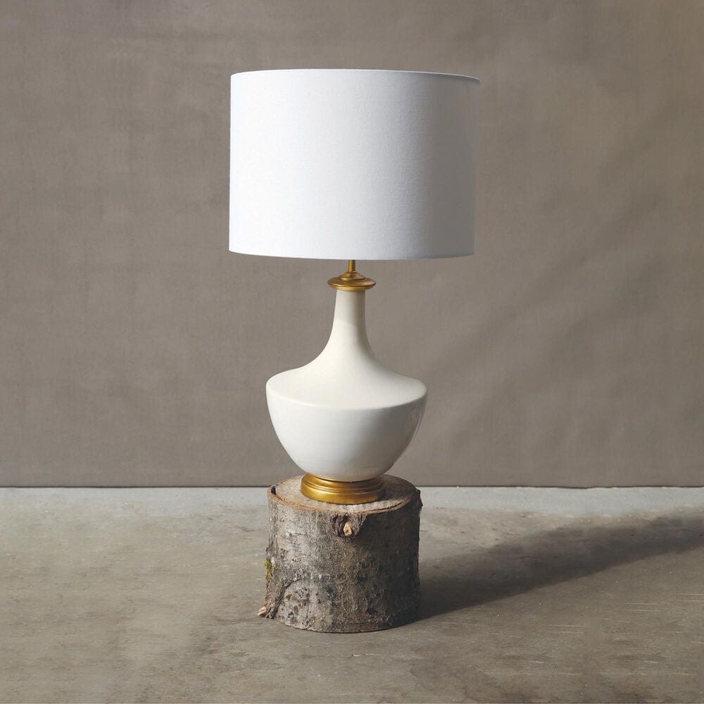 Creative Coop Arden Ceramic Table Lamp in Gold and Cream, , large