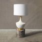 Creative Coop Arden Ceramic Table Lamp in Gold and Cream, , large