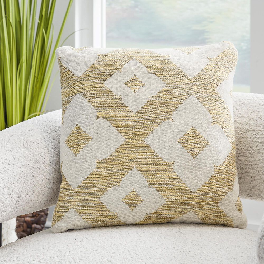 Ashley Brockner 18&quot; Square Throw Pillow in Brown and Yellow, , large