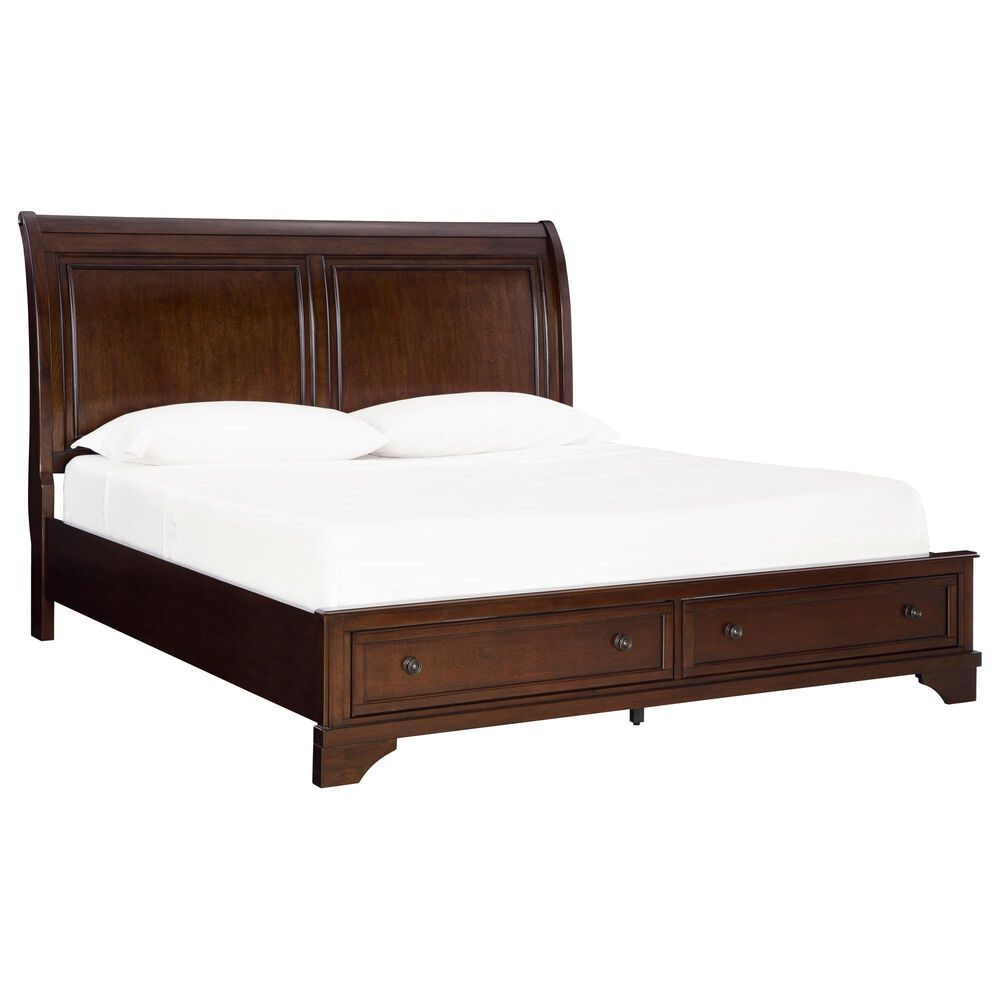 Ashley Trellington King Sleigh Storage Bed in Warm Brown Cherry, , large