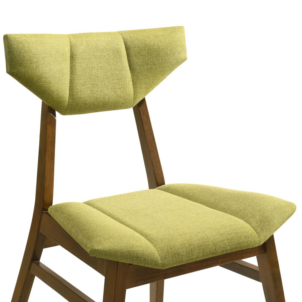 Armen Living Amaris Side Chair with Olive Green Upholstery in Warm Walnut (Set of 4), , large