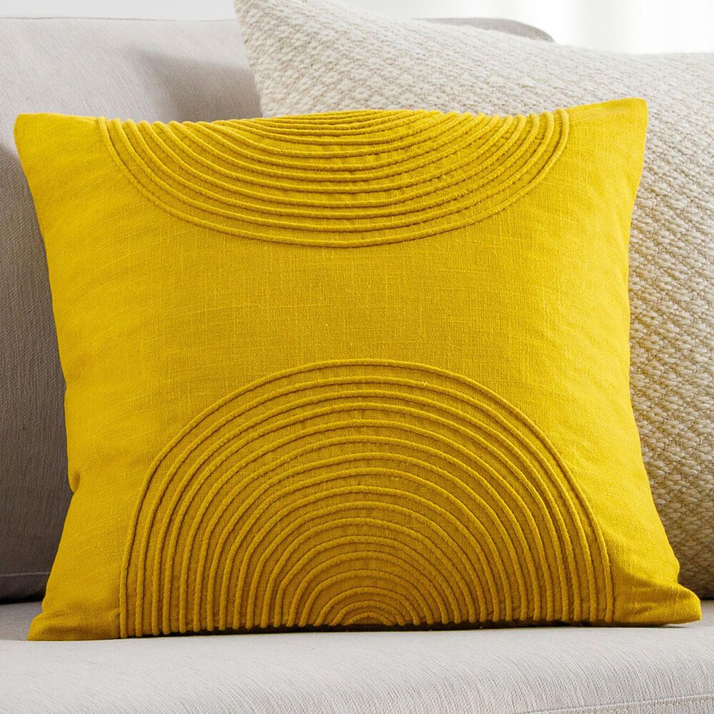 Surya Erlands 20&quot; Square Throw Pillow in Mustard, , large