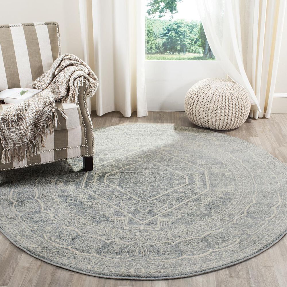Safavieh Adirondack ADR108T-6R 6" x 6"  Slate/Ivory Round Rug, , large