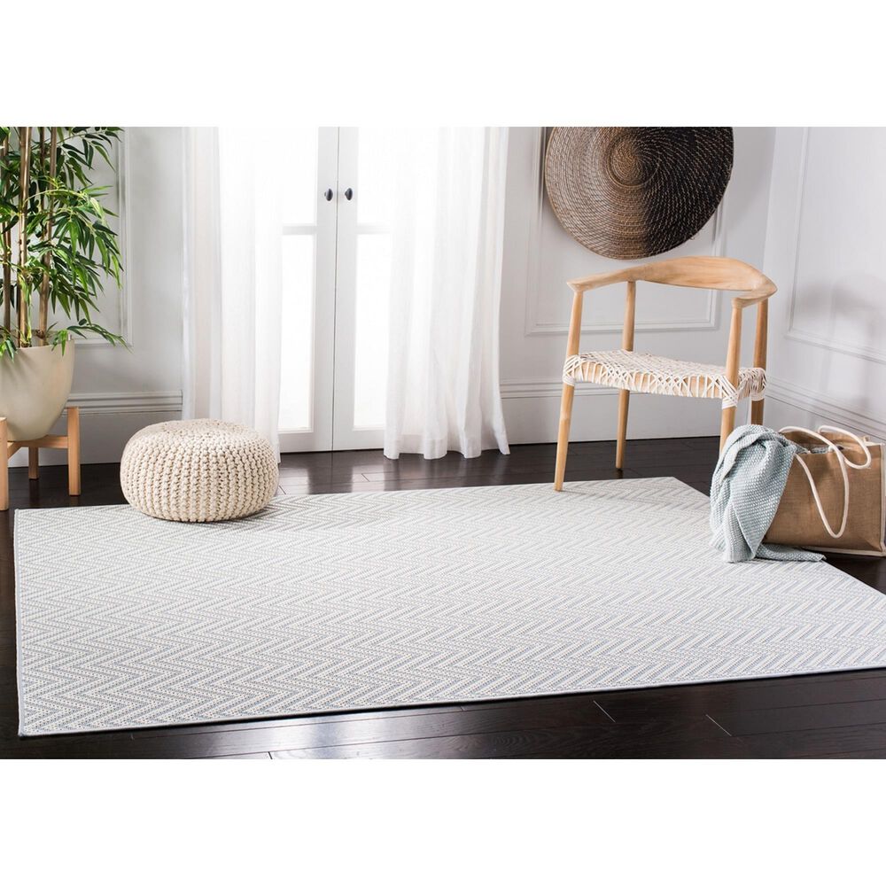 Safavieh Bermuda Chevron 9&#39; x 12&#39; Light Blue and Cream Indoor/Outdoor Area Performance Rug, , large