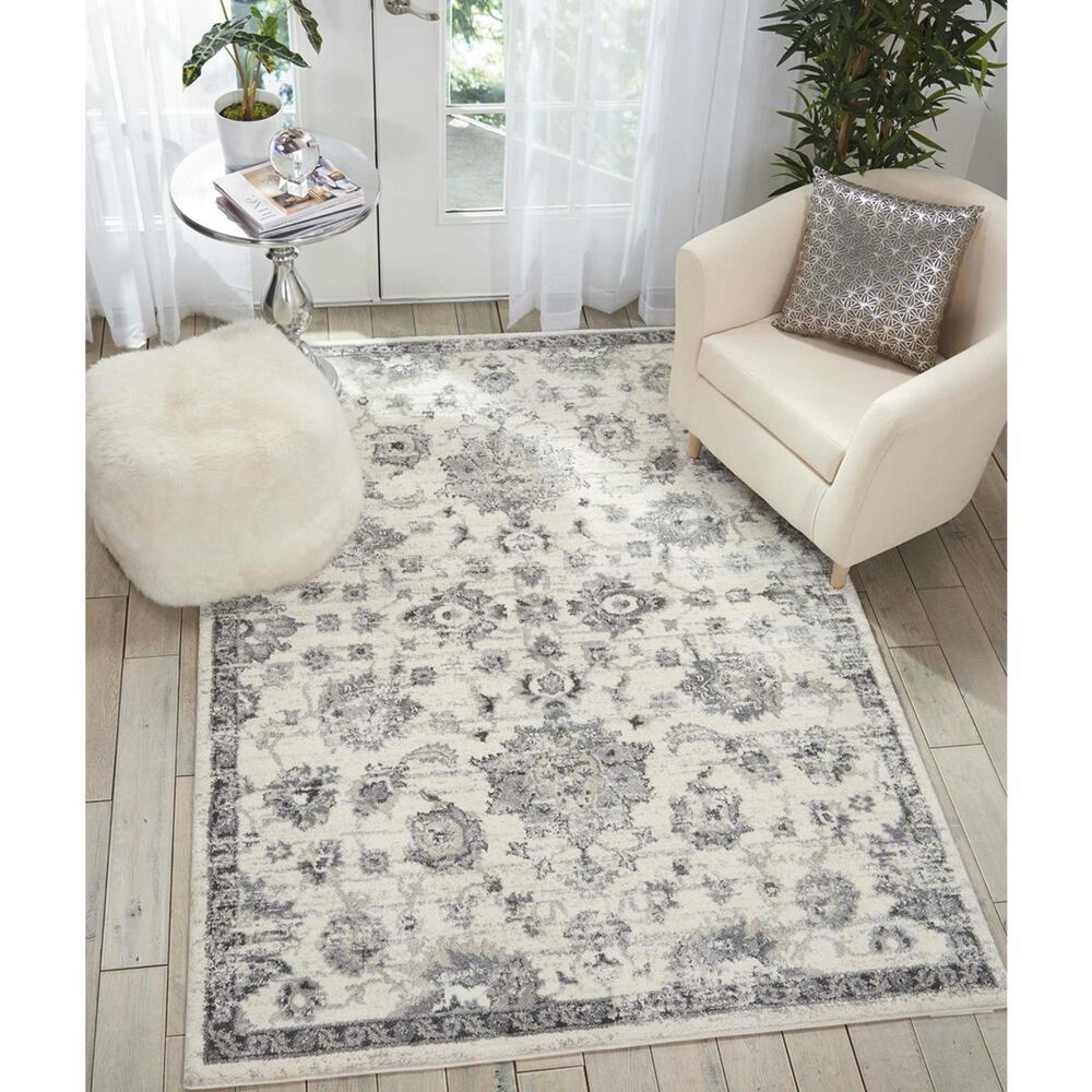 Nourison Fusion FSS15 7&#39;10&quot; x 10&#39;6&quot; Cream and Gray Area Rug, , large