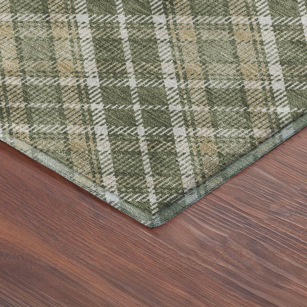 Dalyn Rug Company Soft Essentials Plaid Olive 9' x 12' Indoor/Outdoor Area Rug, , large