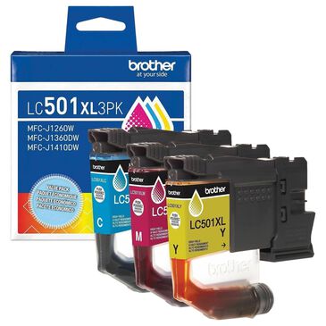Brother 3-Pack LC501XL3PKS High Yield Ink Cartridges in Cyan, Magenta, and Yellow, , large
